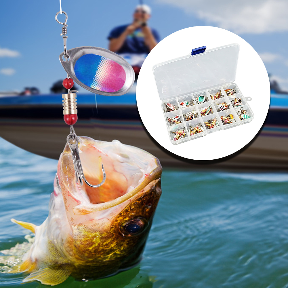 30 قطعة طُعم صيد معدني دوار عل - مراجعة Fishing Lure Spoon وسعره